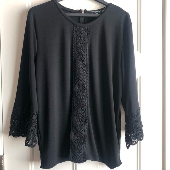 Karl Lagerfeld Tops - Karl Lagerfield lace front, lace bell sleeve top